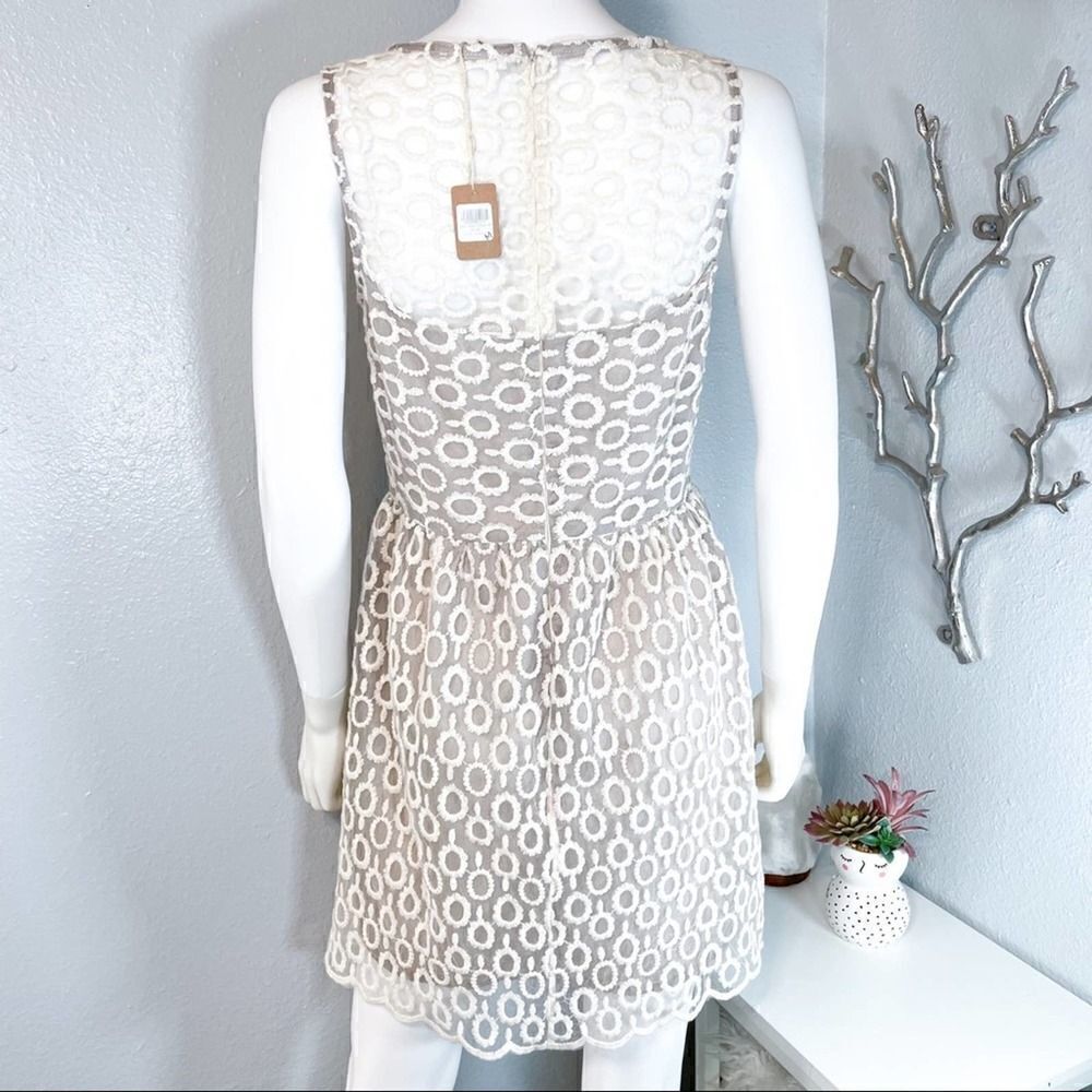 Tea N Rose Spun Sugar Dress Formal Beige Lace Medium - Picture 6 of 11